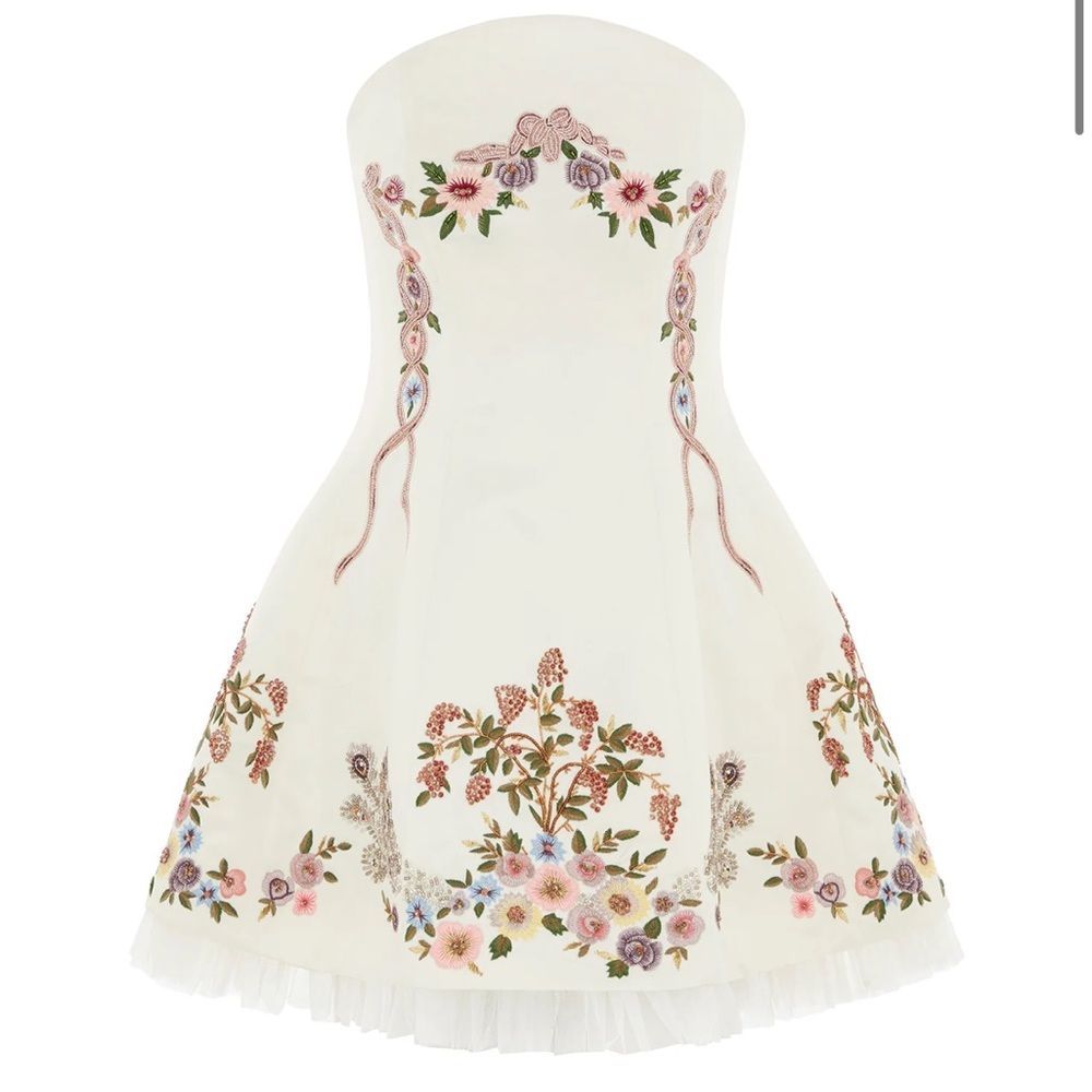 Clio Peppiatt Peacock Floral Embroidered Dress - Picture 2 of 7